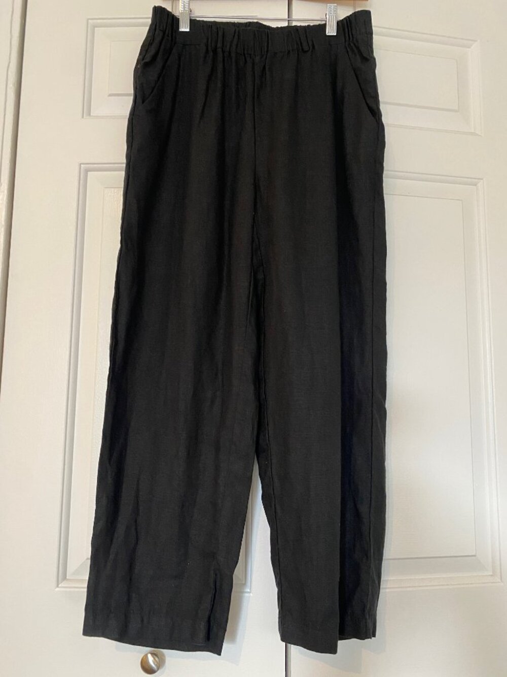 Quince 100% Linen Pants | Black Trousers Summer Coastal Grandma Minimal Capsule - Picture 3 of 6